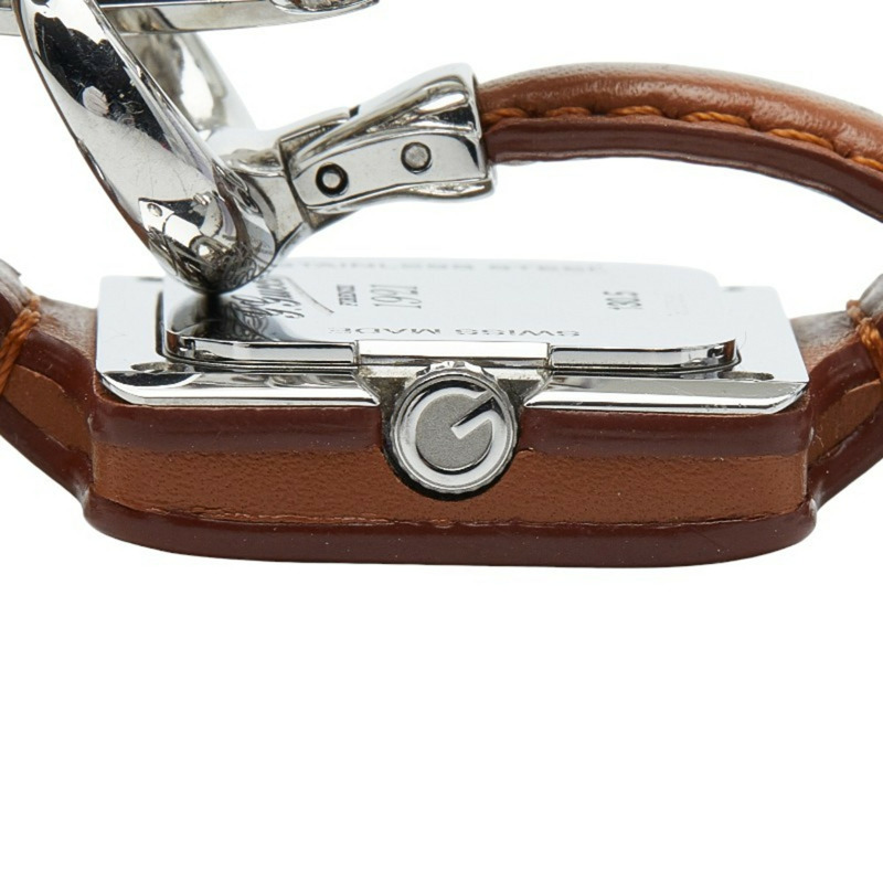 Gucci 女士腕錶,130.5毫米石英機芯,白色錶盤,不鏽鋼錶殼,皮革錶帶-4