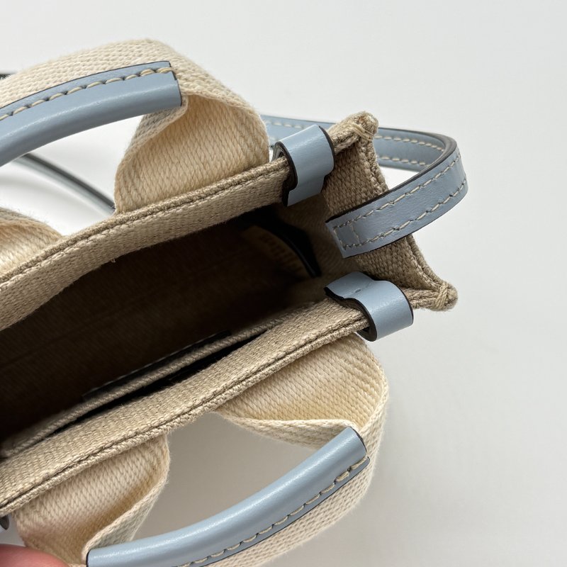 CHLOE Woody Mini 粉藍拼接亞麻小廢包-5