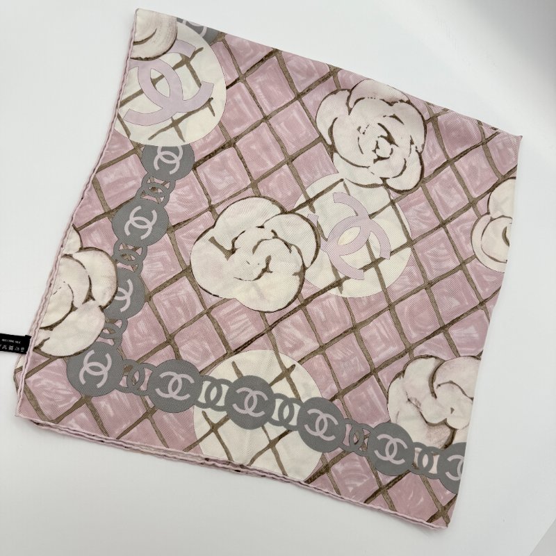 CHANEL 香奈兒 粉色 山茶花 絲巾 大方巾 圍巾 披肩-0