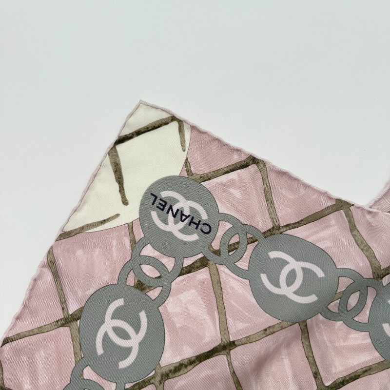 CHANEL 香奈兒 粉色 山茶花 絲巾 大方巾 圍巾 披肩-5