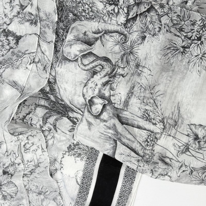 Dior 迪奧 Plan de Paris 對比色設計 絲綢斜紋布  方形絲巾-2