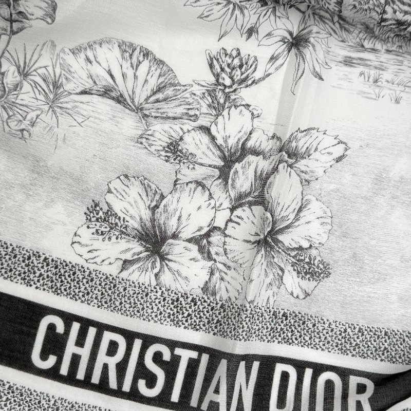 Dior 迪奧 Plan de Paris 對比色設計 絲綢斜紋布  方形絲巾-5