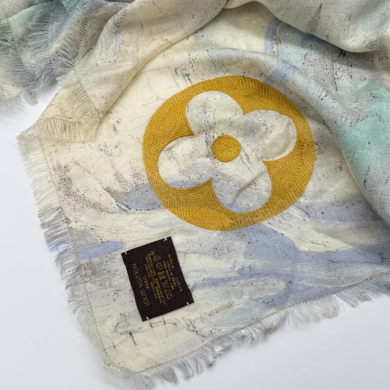 LOUIS VUITTON 路易威登 x 梵谷 麥田與柏樹Wheat Field with Cypresses 刺繡Logo 140cm 大方巾 圍巾 披肩 掛畫-2