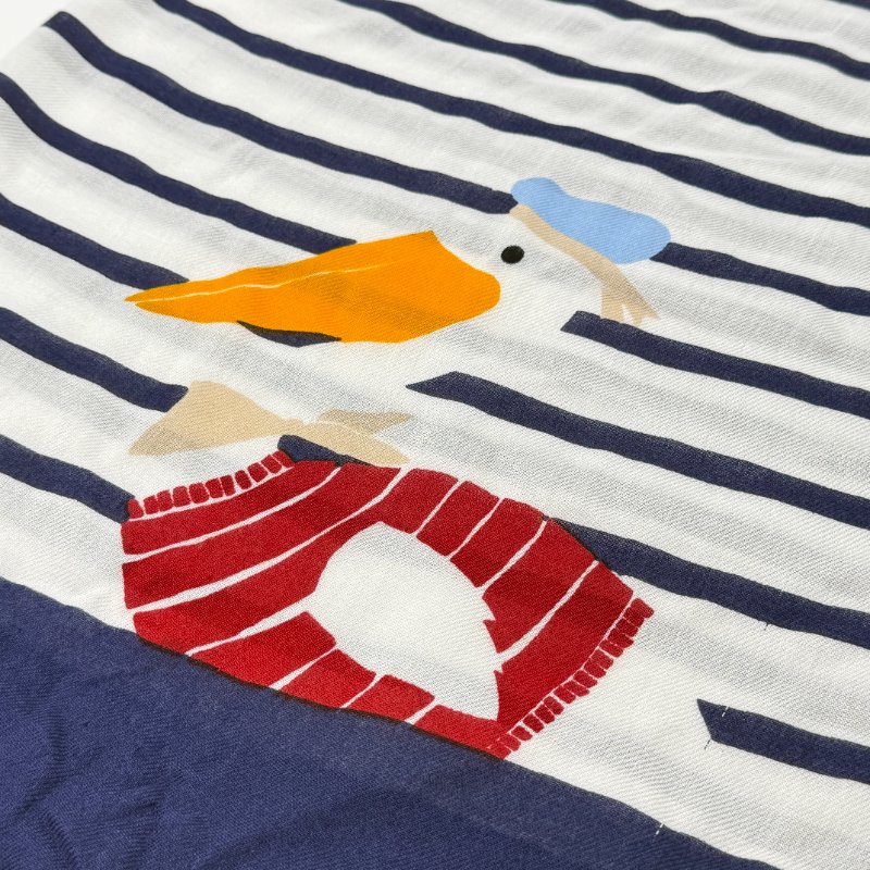 KATE SPADE NEWYORK 凱特絲蓓 Percy on a Stripe 條紋 色調紡織 鵜鶘貼飾 長形 絲巾-2