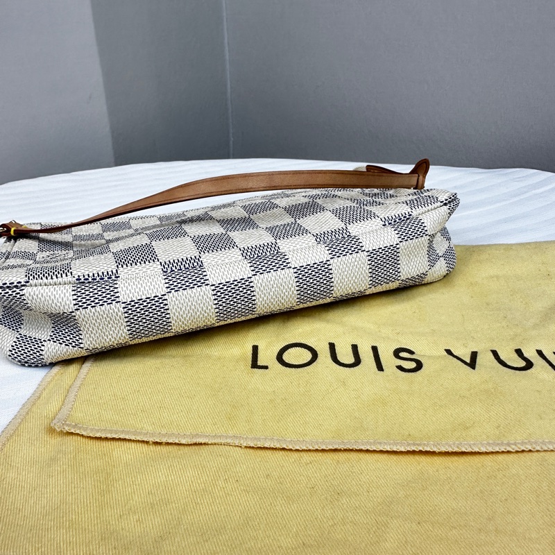 98新 路易威登/Louis Vuitton Mini Pochette白色棋盤格腋下手提包麻將包22x3x14cm-12