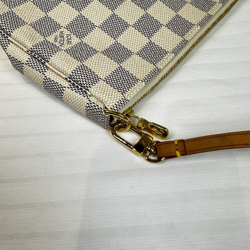 98新 路易威登/Louis Vuitton Mini Pochette白色棋盤格腋下手提包麻將包22x3x14cm-14