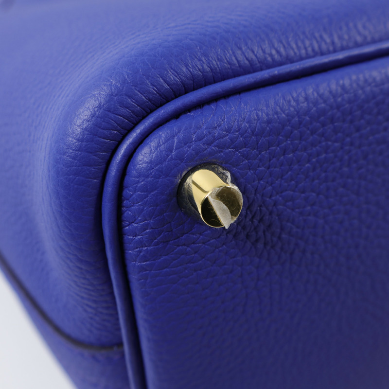 HERMES Clemence皮革Picotin PM金扣手挽袋Bleu Electrique-8