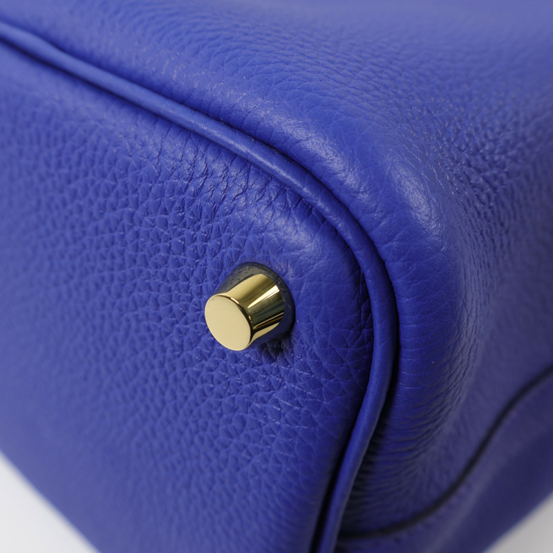 HERMES Clemence皮革Picotin PM金扣手挽袋Bleu Electrique-9