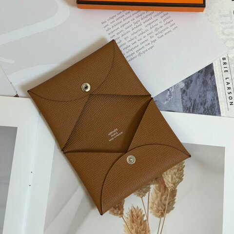 HERMES Calvi 卡包 - 金棕 B