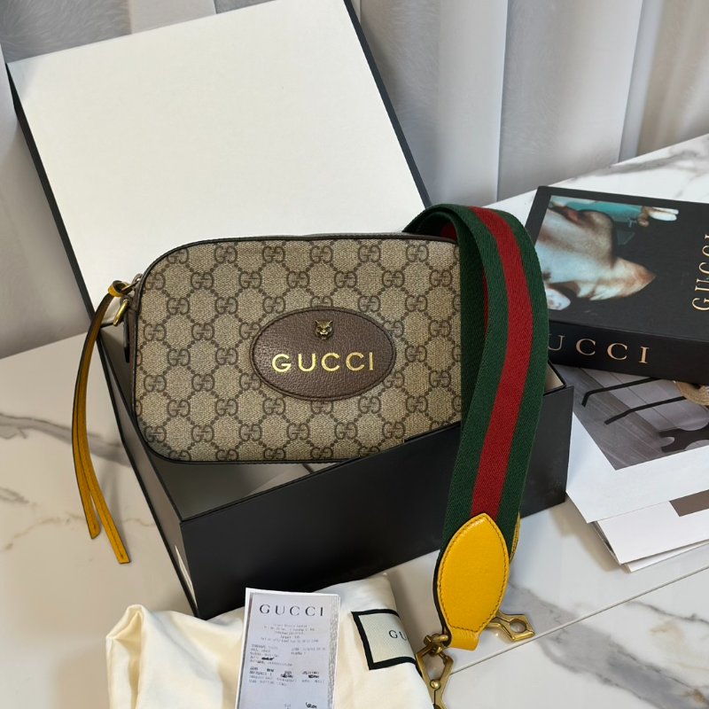 GUCCI Superme虎頭老花相機包-7