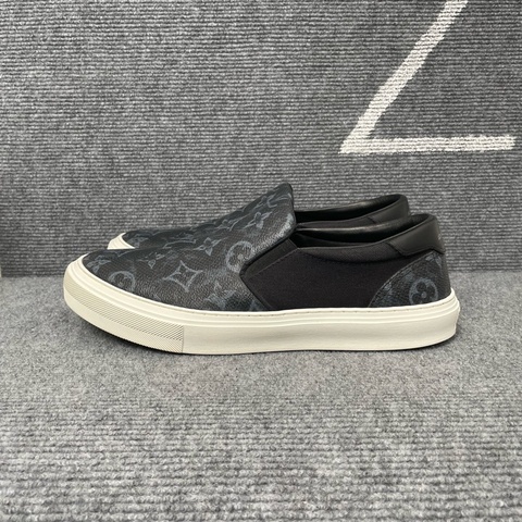 LV 黑色皮面老花一腳蹬板鞋42.5碼