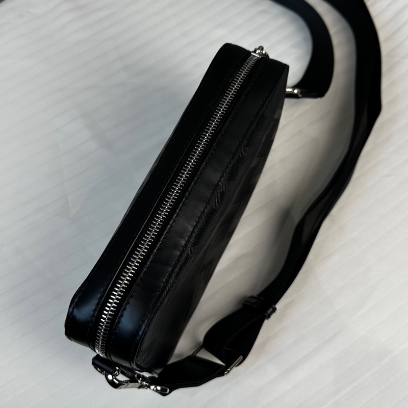 99新 芬迪/Fendi Diagonal Camera Case 男士相機包黑色皮革 22x4.5x15cm-5