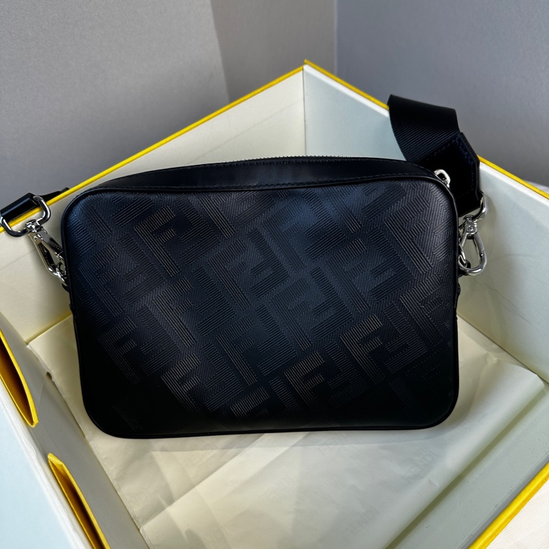 99新 芬迪/Fendi Diagonal Camera Case 男士相機包黑色皮革 22x4.5x15cm-10