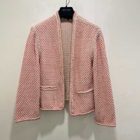 Chanel 香奈兒 粗花呢粉色外套 34碼/99新 無水洗