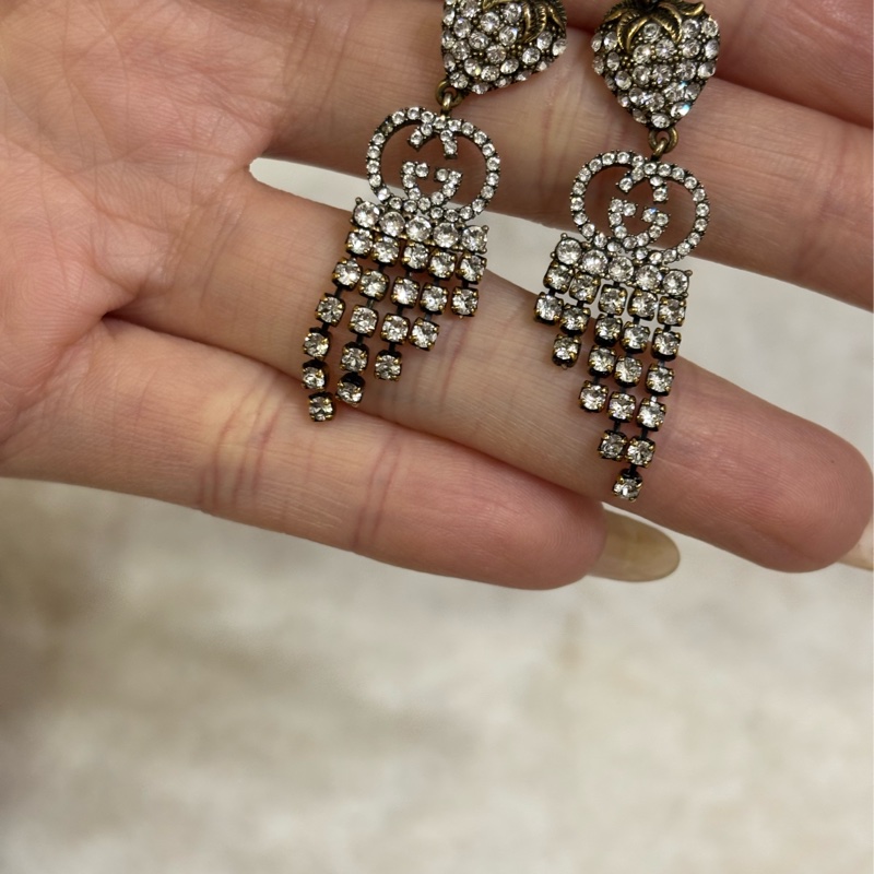 Gucci 草莓水鑽垂墜耳環-1