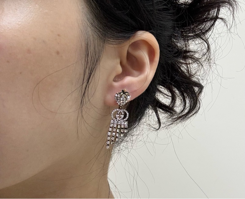 Gucci 草莓水鑽垂墜耳環-7