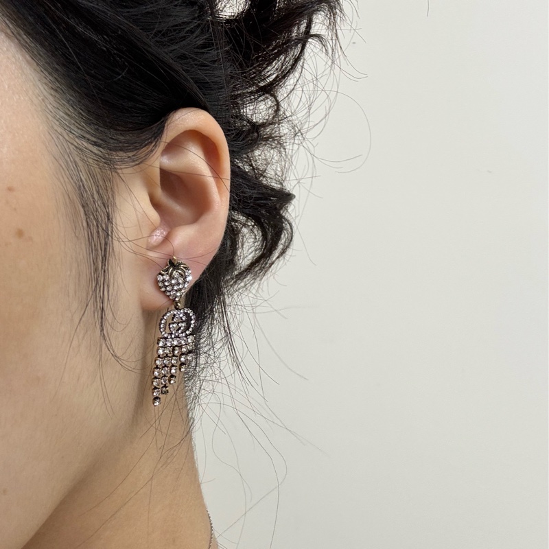 Gucci 草莓水鑽垂墜耳環-8