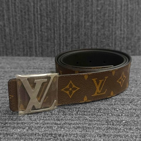 【LOUIS VUITTON LV 路易威登】經典MONOGRAM 棕色老花帆布 皮帶(下單前須先私訊)