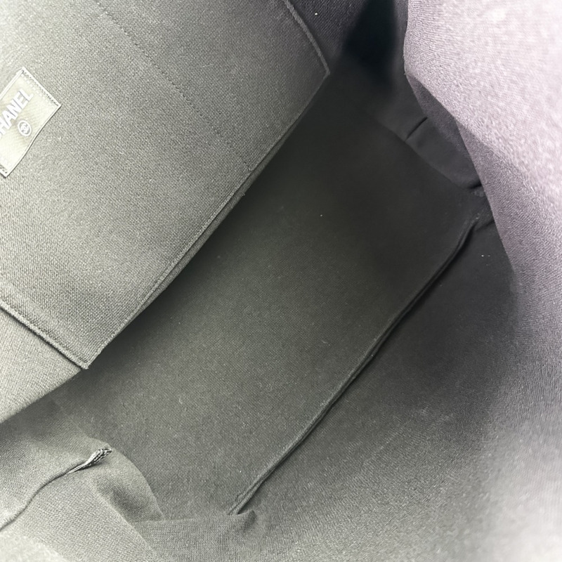 23C 香奈兒 Coco Mark 女士沙灘包、手拿包和毛巾三件組（黑色）-6