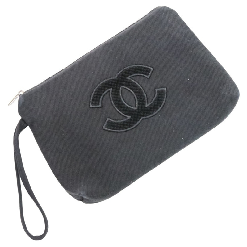 23C 香奈兒 Coco Mark 女士沙灘包、手拿包和毛巾三件組（黑色）-9