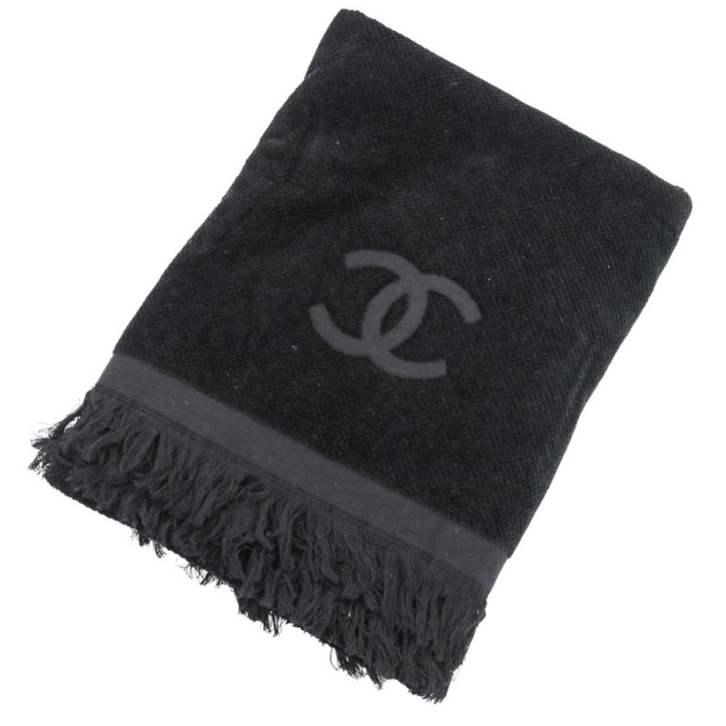 23C 香奈兒 Coco Mark 女士沙灘包、手拿包和毛巾三件組（黑色）-13