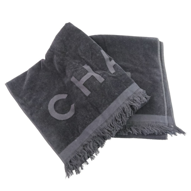 23C 香奈兒 Coco Mark 女士沙灘包、手拿包和毛巾三件組（黑色）-14