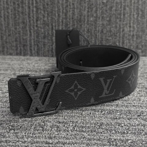 【LOUIS VUITTON LV 路易威登】INITIALES 經典MONOGRAM花紋銀釦雙面腰帶/皮帶(石墨色)(下單前須先私訊)