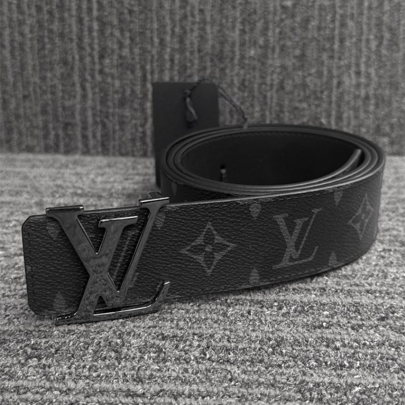 【LOUIS VUITTON LV 路易威登】INITIALES 經典MONOGRAM花紋銀釦雙面腰帶/皮帶(石墨色)(下單前須先私訊)-0