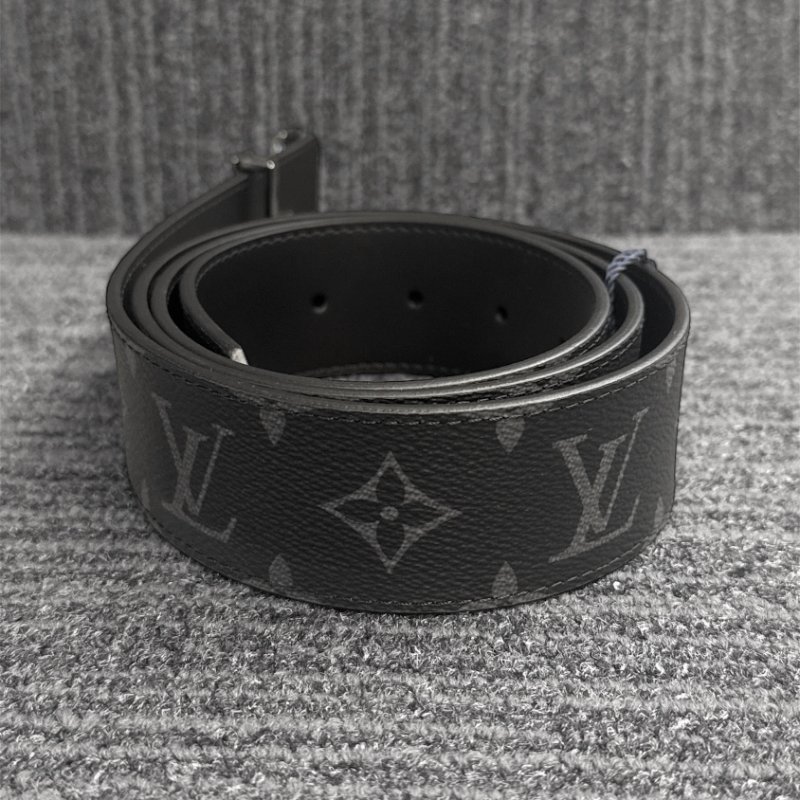 【LOUIS VUITTON LV 路易威登】INITIALES 經典MONOGRAM花紋銀釦雙面腰帶/皮帶(石墨色)(下單前須先私訊)-2