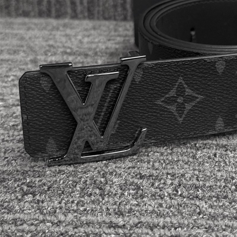 【LOUIS VUITTON LV 路易威登】INITIALES 經典MONOGRAM花紋銀釦雙面腰帶/皮帶(石墨色)(下單前須先私訊)-3