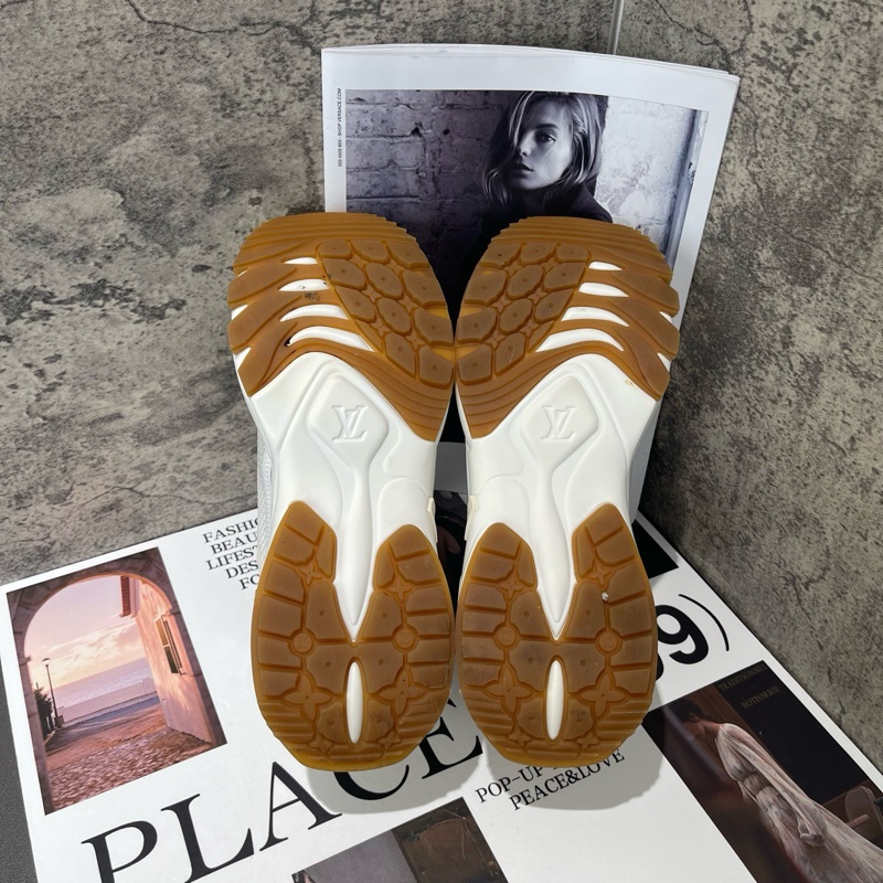 98新 LV LOUIS VUITTON Run 55 織物系帶厚底低幫老爹鞋白金 38碼-5