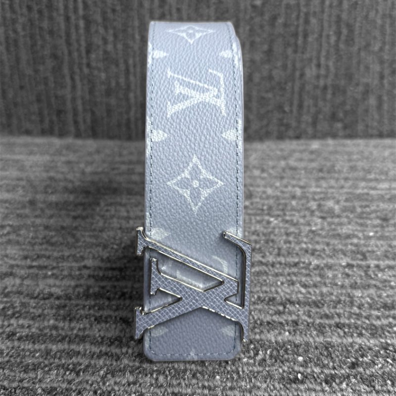 【LOUIS VUITTON LV 路易威登】INITIALES 淡藍色 MONOGRAM帆布 雙面皮帶(下單前須先私訊)-2