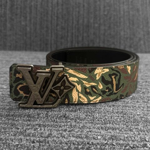 【LOUIS VUITTON LV 路易威登】花卉綠色迷彩 雙面 腰帶/皮帶(下單前須先私訊)