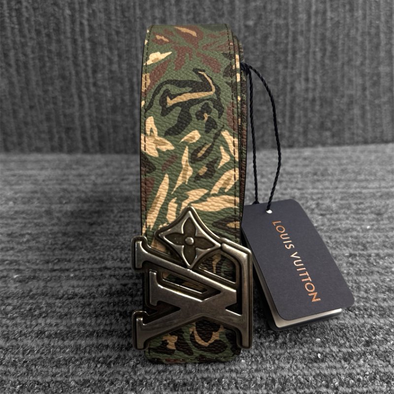 【LOUIS VUITTON LV 路易威登】花卉綠色迷彩 雙面 腰帶/皮帶(下單前須先私訊)-2