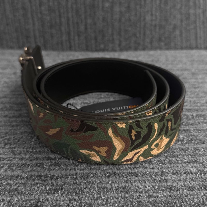 【LOUIS VUITTON LV 路易威登】花卉綠色迷彩 雙面 腰帶/皮帶(下單前須先私訊)-3