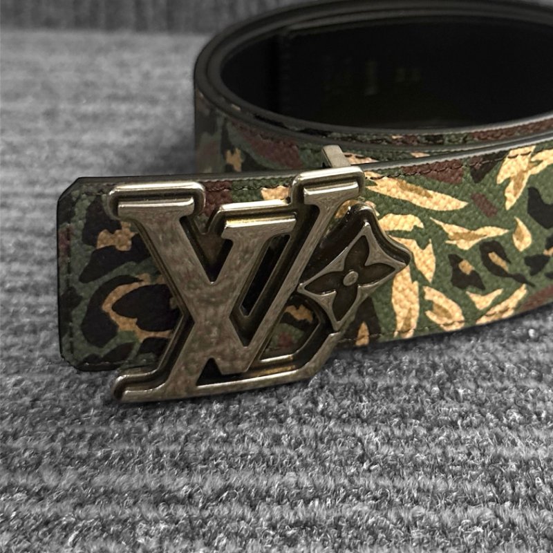 【LOUIS VUITTON LV 路易威登】花卉綠色迷彩 雙面 腰帶/皮帶(下單前須先私訊)-4