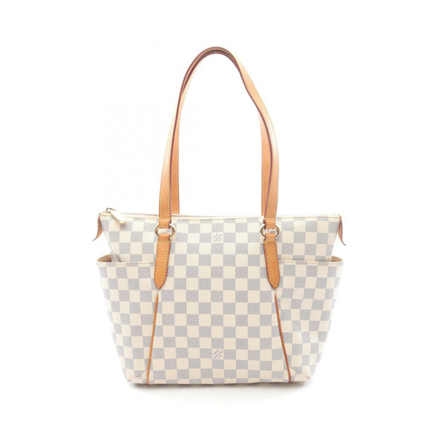路易威登 Totally PM 手提單肩包 N51261 Damier Azur 白色皮革 二手