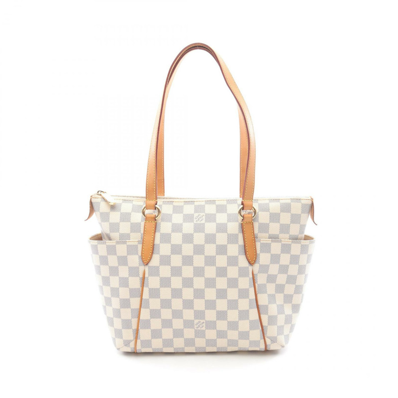 路易威登 Totally PM 手提單肩包 N51261 Damier Azur 白色皮革 二手-0