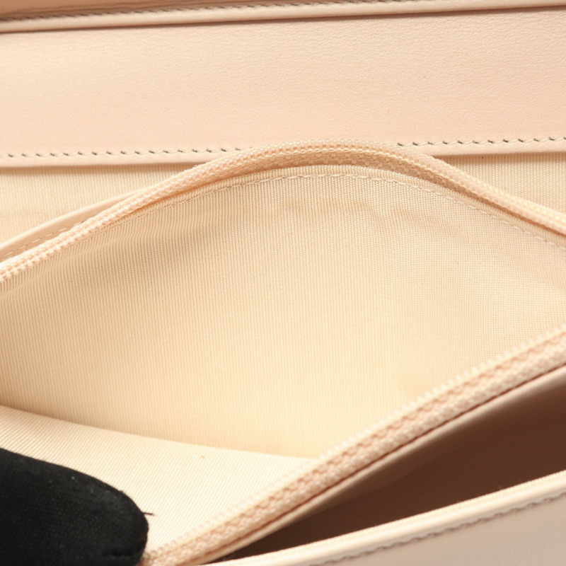 香奈兒 Boy Chanel 絎縫鏈條肩背斜背包 WOC 皮革 米色 GHW-5