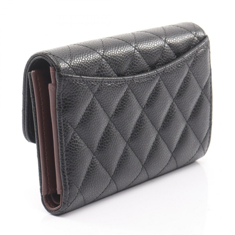 香奈兒 (CHANEL) Matelasse 三折迷你錢包，小牛皮材質，黑色，二手，女士款-1