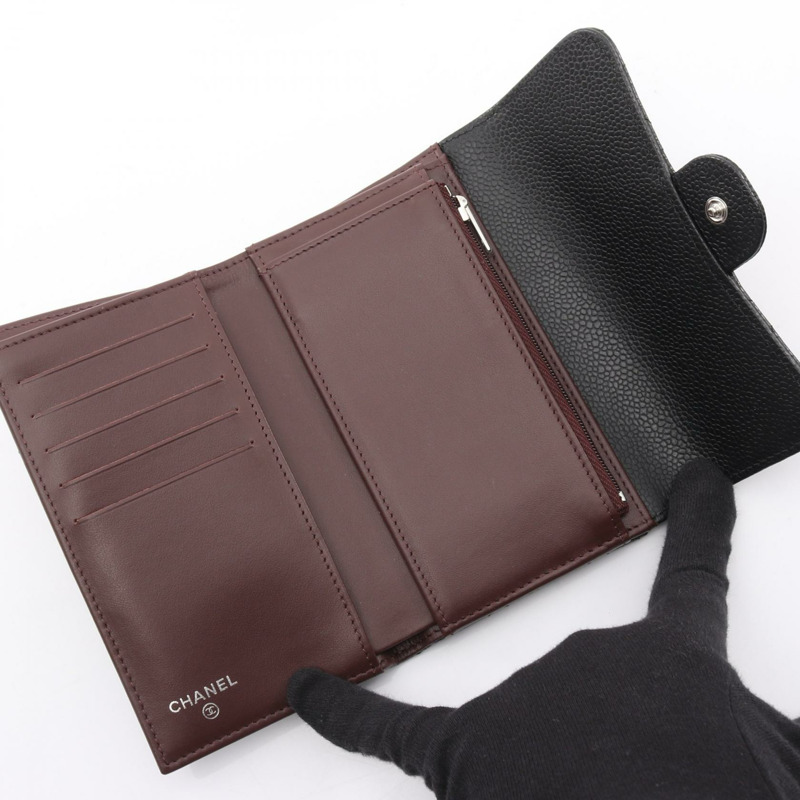 香奈兒 (CHANEL) Matelasse 三折迷你錢包，小牛皮材質，黑色，二手，女士款-2