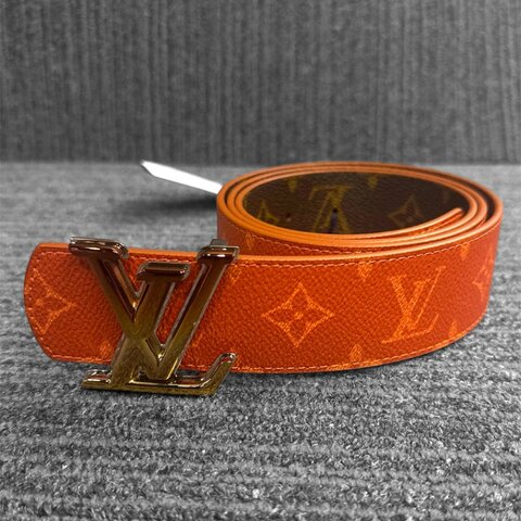 【LOUIS VUITTON LV 路易威登】DIMENSION SUNSET 橘棕色 雙面 腰帶/皮帶(下單前須先私訊)
