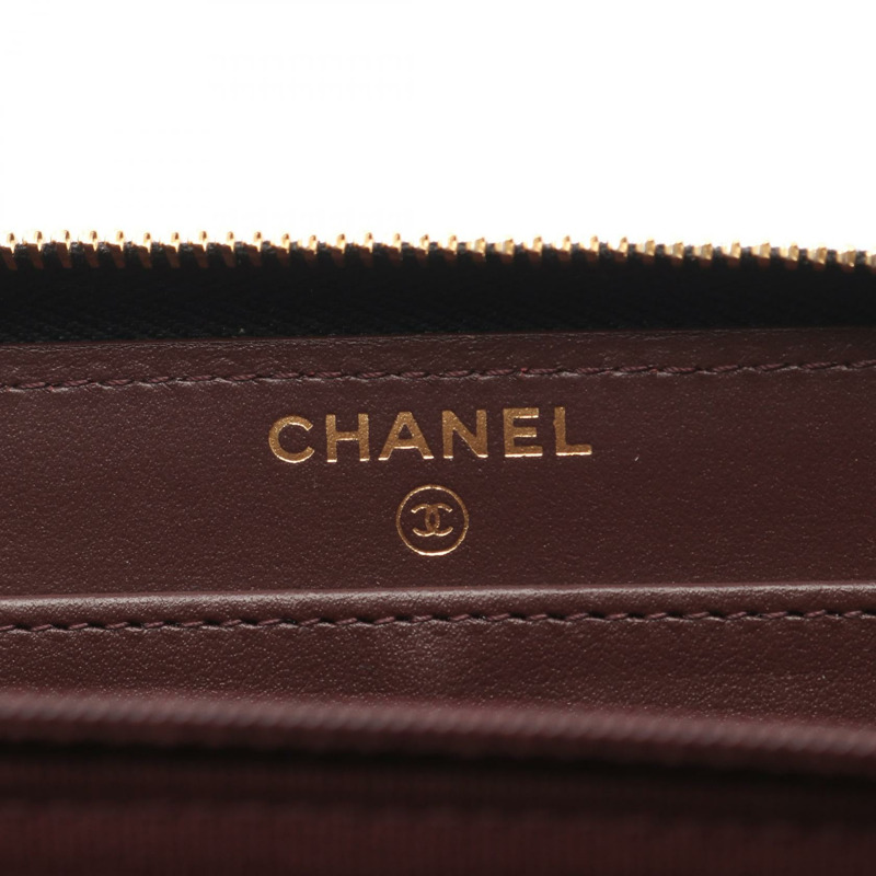 香奈兒經典款圓長拉鍊皮夾，絎縫皮革，AP0242，黑色，金色五金-3