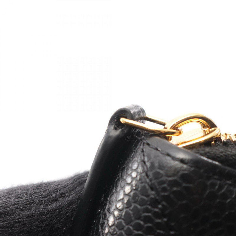 香奈兒經典款圓長拉鍊皮夾，絎縫皮革，AP0242，黑色，金色五金-8