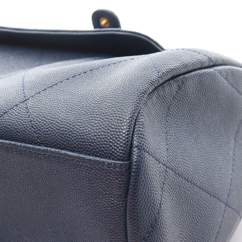 香奈兒 (CHANEL) 絎縫鏈條肩背包,粒面小牛皮,海軍藍,金色五金,二手-6