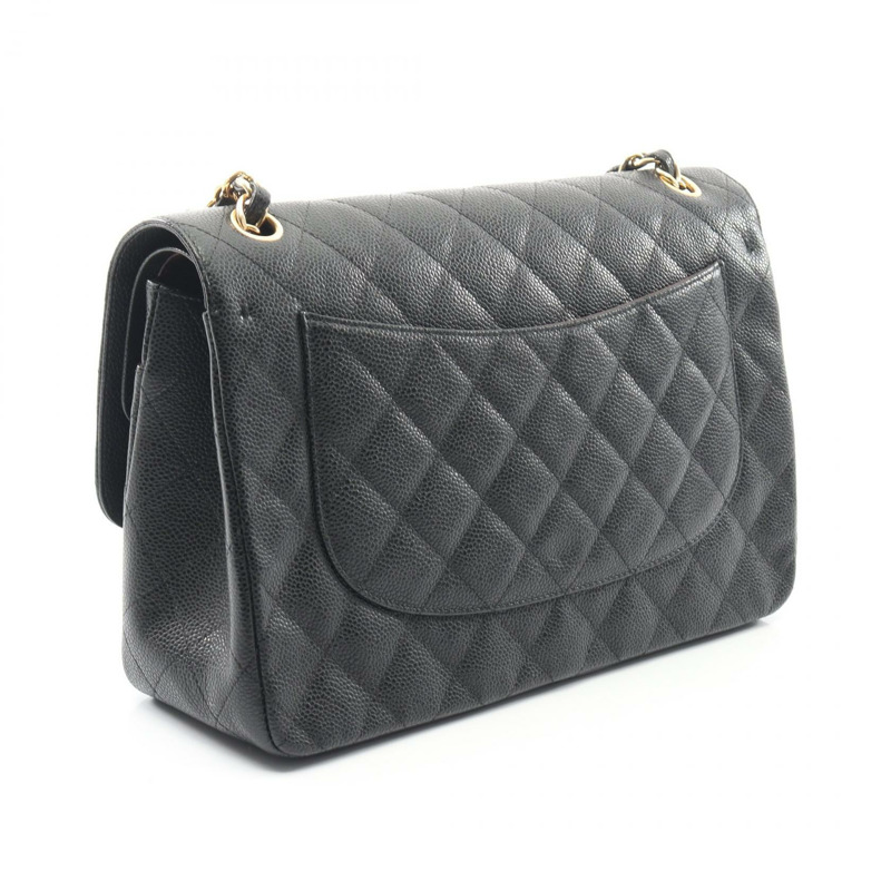 香奈兒 Deca Matelasse 30 經典大號 W 翻蓋肩背包 A58600 皮革 BK GHW-1