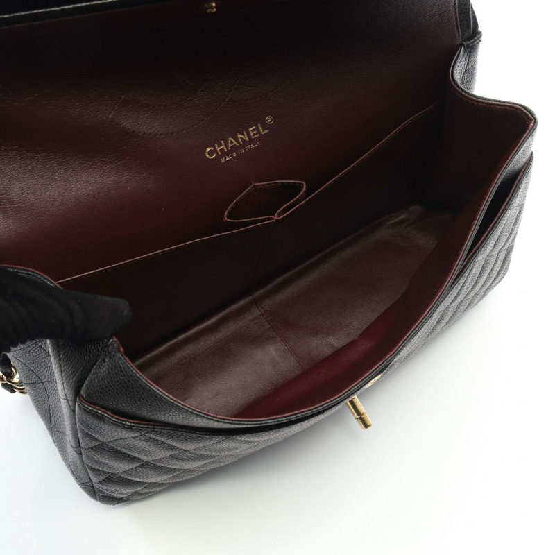 香奈兒 Deca Matelasse 30 經典大號 W 翻蓋肩背包 A58600 皮革 BK GHW-2