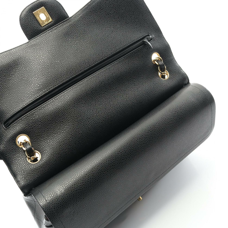 香奈兒 Deca Matelasse 30 經典大號 W 翻蓋肩背包 A58600 皮革 BK GHW-5