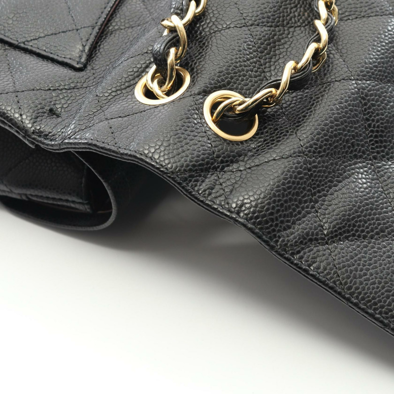 香奈兒 Deca Matelasse 30 經典大號 W 翻蓋肩背包 A58600 皮革 BK GHW-8