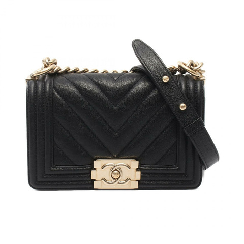 香奈兒 Boy Chanel 小號鏈條單背包 A67085 黑色皮革 GHW 二手 CC